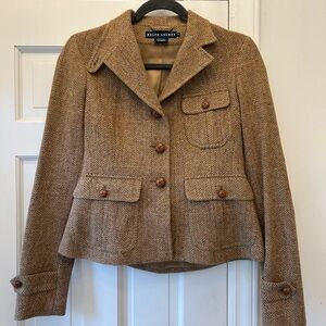 Ralph Lauren Women's Tan Lambswool/Alpaca Elbow Patch Blazer